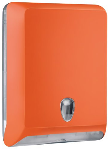 MAR PLAST Dispenser distributore carta asciugamani n. 830 | Colore Arancione | Porta carta asciugamani piegati a C, V e Z | Capienza 400 fogli | Soft Touch