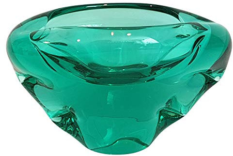 Posacenere in vetro colorato, Portacenere di cristallo verde transparente, decorativa, soffiato con la bocca, ciotola di vetro decorativo, larghezza 13 cm