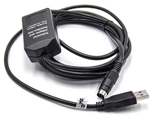 vhbw USB Programmierkabel kompatibel mit Allen Bradley MicroLogix 1000, 1200, 1400, 1100, 1500 Funkgerät mit Treiber CD, schwarz