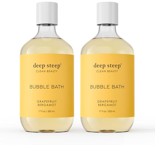 Deep Steep Bubble Bath, Grapefruit Bergamot 17 oz (Pack of 2) – Hypoallergenic, Clinically Tested Soothing Soak with Shea Butter & Argan Oil – Sulfate-Free