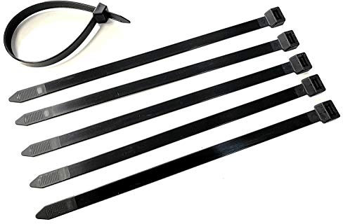 Robuste Kabelbinder, ultrastark, groß aus Nylon, Industriequalität, mit 110 kg Zugfestigkeit,12 x 290 mm, Schwarz, 50 Stück