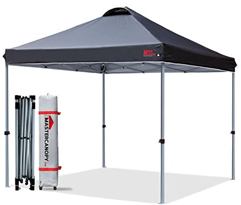 MASTERCANOPY Pop-up Gazebo Tent with Roller Bag (2x2M, Black)