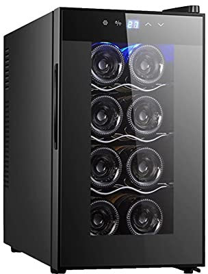 Petit Thermostat D'armoire À Vin Électronique, Réfrigérateur À Vin Avec Porte En Verre (8 Bouteilles), Cave À Vin De Comptoir Indépendant, 12-18 ° C/LED/Faible Bruit