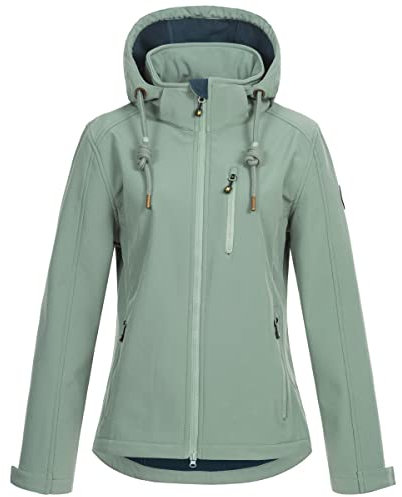 Ankerglut Damen Damen mit Abnehmbarer Kapuze Gefüttert Übergangsjacke Windbreaker #Ankerglutfreude Softshelljacke, slate gray, 50 EU