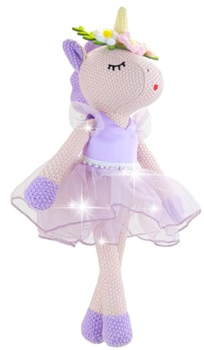 JUSTQUNSEEN Unicorn Stuffed Animals Plush Ballerina Baby Doll, U nicorn Toys for Girl Age, Stuffed Animals for Girl Birthday Gifts U nicorn Decorations for Girls Toys(Pink)