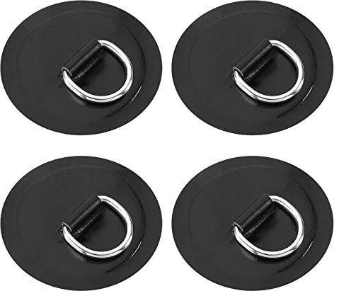 Be In Your Mind 4 Stück D-Ring Patch Kajak D-Ring Pad Paddleboard Zubehör für PVC Schlauchboot Kanu Floß Beiboot Kajak Surfbrett, Kein Kleber, 4 Zoll Schwarz
