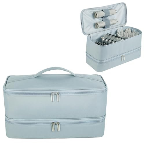 GENCAM Doppellagige Tragetasche für Shark Flexstyle, Reisetasche für Shark SpeedStyle, tragbare Aufbewahrungstasche für Shark Flexstyle FlexFusion/Dyson Airwrap Styler und Aufsätze, Grau, Doppellagige