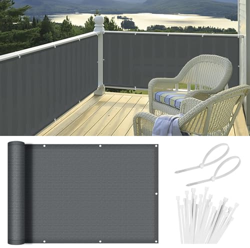 HENG FENG Pantalla de Privacidad para Balcón 1x5m,HDPE Malla Ocultacion,Resistente al Viento, Protección UV,Protección de la Intimidad, Antracita
