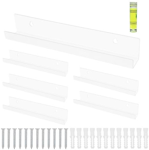 Baxcdyswe 6 Stück Schallplatten Wandhalterung, 30,5 X 4,5 X 4,5 cm Schallplattenständer, Schallplattenregal, Schallplatten Regal, Acryl Vinyl Halter, Schallplatten Rahmen Wand für Platten und Fotos