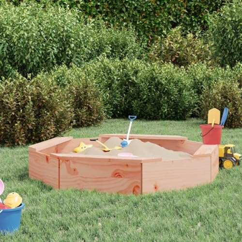 Gecheer Wood Sand pit Garden Sand Box Sandbox with Seats Octagon Solid Wood Douglas Option2