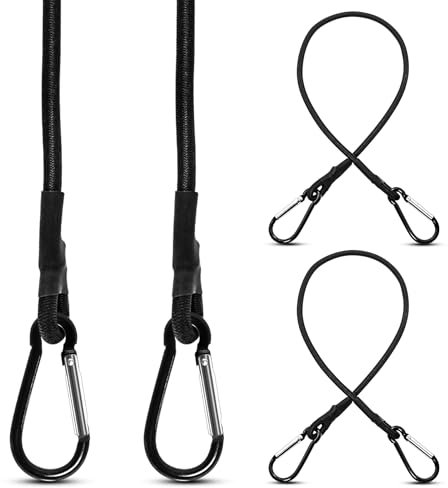 Brelet Lot de 4 Tendeurs Elastique avec Mousqueton, 60cm Tendeurs Elastique avec Crochets, Tendeurs Elastique pour Camping, Bâches, Tente, Bagages, Voitur et Velo