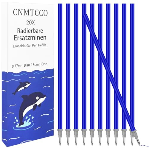 CNMTCCO 20 Recambios Azul - Compatible con bolígrafos Legami - Punta 0,7mm,Altura 13 cm, Tinta borrable en rollo