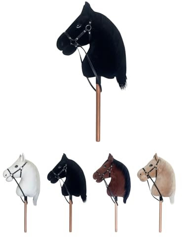 RL24 - Hobby Horse Pferde IRHFree Spirit von Imperial Riding – Steckenpferd – Spielpferd aus Plüsch m. Holzstock & kurzer Mähne – Stockpferd ohne Griffe & Rollen – Hobby Horsing – Schwarz