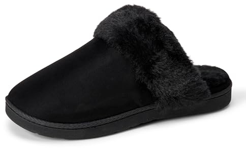 Amazon Essentials Comode Pantofole Mule in Pelliccia Sintetica Donna, Nero, 39.5 EU