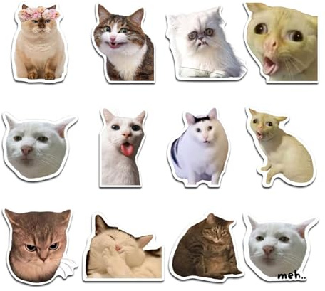 12 Imanes Divertidos para el Refrigerador Imanes Nevera | con Emojis de Gato Ideales para Neveras Pizarras Blancas y Decoración del Hogar