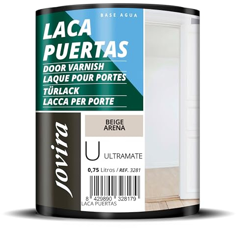 JOVIRA PINTURAS Esmalte Laca Puertas al Agua 750ML Ultra Mate, Renueva y decora las puertas y muebles de madera. (750 ml,Beige Arena)