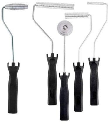 Ronyme Fibra de Vidrio Rodillo Laminador Antiburbujas Herramienta de Acero Recubrimiento Liso Rendimiento Consistente Adecuado para Uso Industrial Trabajos, Juego De 5 Piezas Con Rodillo De 10cm