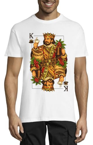 Regal King firar kaffe kultur rund hals bomull herr t-shirt vit