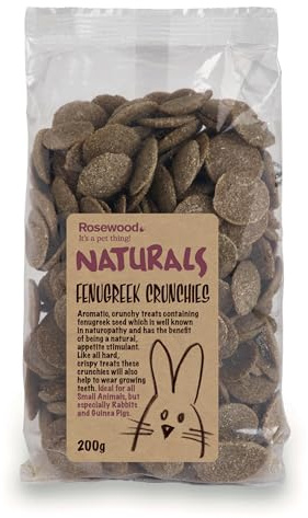 Rosewood Naturals Fenugreek Crunchies, Small Animal Treats for Rabbits, Guinea Pigs, Chinchillas, Degus, Hamsters, Gerbils, Mice and Rats, 200g