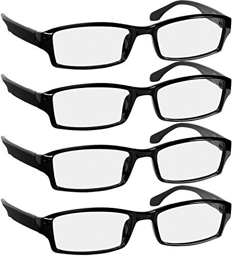 TruVision OTC Reading Glasses Men Women 9501HP - Black - 4 Pack 2.00