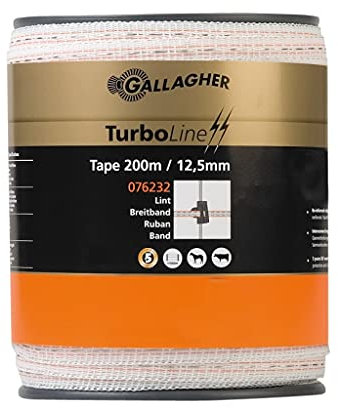 200 m/12,5 mm Gallagher betesstängsel TurboLine (vit)