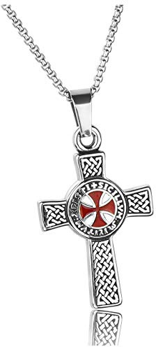PiercingJak Collier Pendentif Croix des Templiers Croisé pour Homme Femme