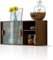 TentHome Wandschrank Hängend küche Glas-Hängeschrank Bambus Küchenschrank mit Schiebetüren Dekorative Oberschrank für Küche Bad Tasse Geschirre Aufbewahrung 80x40x28cm Walnussfarbe