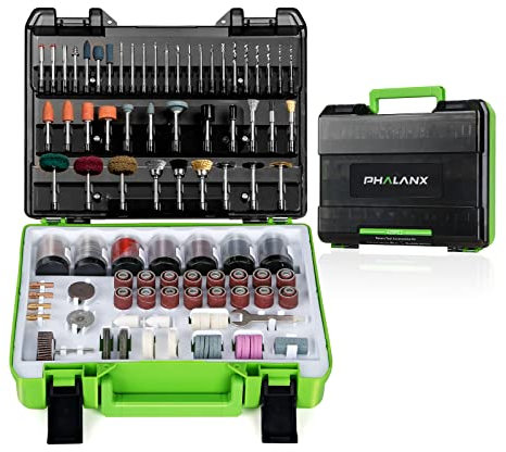 PHALANX Drehwerkzeug-Zubehör-Set, 420-teiliges Zubehör-Set, 1/8 Zoll (3,2 mm) Durchmesser Schäfte, universell passend für alle Drehwerkzeuge zum einfachen Schneiden, Schleifen, Schleifen, Schärfen,