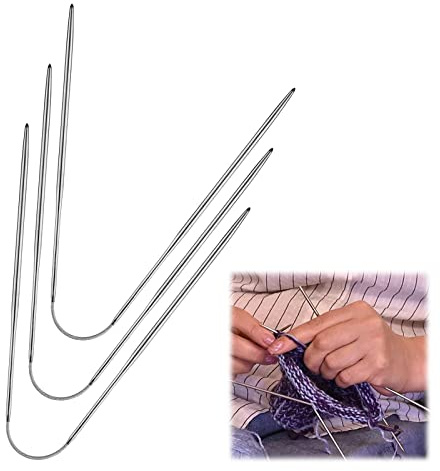 3 Pezzi Set di Ferri da Maglia, Ferri Circolari in Acciaio Inossidabile, 2,5mm Ferri da Maglia Circolari, Argento per Calze, Ferri Circolari Corti per Progetto Di Tessitura,21CM