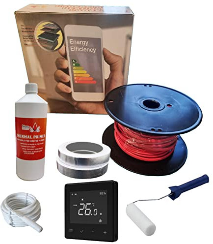 Nassboards Pro Elite Loose Cable Electric Underfloor Heating System 200w - Touch Screen, Wifi, Smart Thermostat with Installation Kit & Instructions for Carpet, Tiles, Laminate, Wood, Concrete