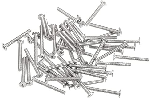 sourcing map M3-0,5 x 25 mm 50 viti a testa rotonda piatta in acciaio inox 304 Phillips Drive viti per macchina di fissaggio hardware per collegamento mobili