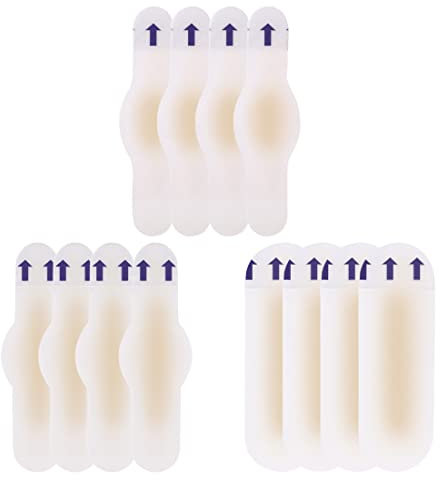 WeddHuis 12 Stück Blasenpflaster, Hydrokolloid Pflaster Wasserdicht Hydrokolloid Blasenpflaster Ferse Blasenpflaster Wandern für Blasen, Linderung von Reibungsschmerzen Ferse