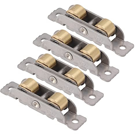 Sliding Door Roller Assembly, Patio Sliding Door Roller Assembly Bearing Stainless Steel And Copper 4pcs Window Accessories With Screws For Home (Flat Wheel)