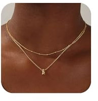 TINGN Layered Gold Kette Mit Monogramm Buchstaben A-Z, 14K Gold Vergoldete Anhänger Choker - Personalisierte Geschenke für Frauen und Teenager Mädchen