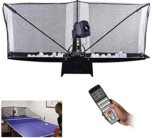 BIXUYOU Robot da ping pong con rete, macchina automatica per palline da ping pong Robot da ping pong Allenatore di ping pong per allenamento e pratica con telecomando