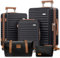 SHOWKOO Kofferset 5 Teilig Leicht Hartschale Erweiterbar 100% Polycarbonate Reisekoffer Große Kapazität Hartschalenkoffer Set Trolley Handgepäck Mit 1 Reisetasche und 1 Kulturbeutel, Elegante Schwarz