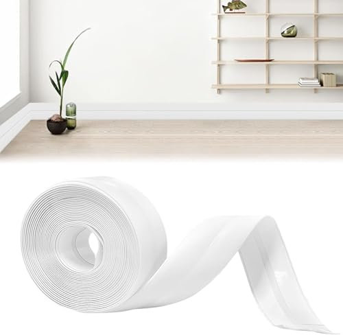 Hengrongshen Plinthe Souple PVC Autoadhésive 20 mm x 20 mm x 12 m, Imperméable Anti-Moisissures Résistante à l'Huile, pour Cuisine Salle de Bain Chambre Garage (Blanc)