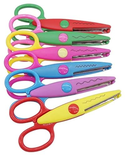 Crazy cut wavy scissors 1x 5x 10x pack with Plastic Handles and Stainless Steel Blades Pattern craft fun Safety children kids zigzag zig-zag (5 Pairs)