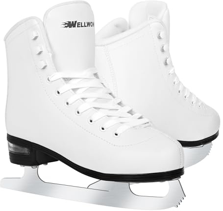 WELLWON Figure Skate for Women and Mens, Classic Design High-Top PU Leather Ice Skates for Outdoor and Indoor, Figureskates for Beginner