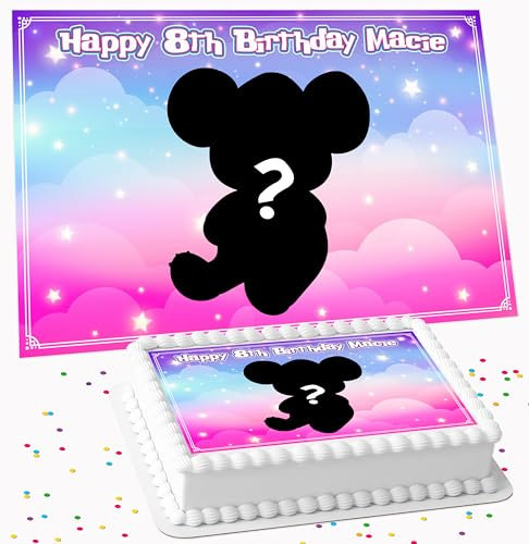 YOUR FAVOURITE CHARACTER ON COLOURFUL BACKGROUND HAPPY BIRTHDAY PERSONALISED EDIBLE ICING LARGE CAKE TOPPER DECORATION SUITABLE FOR USE ON COSTCO CAKE R1-1923