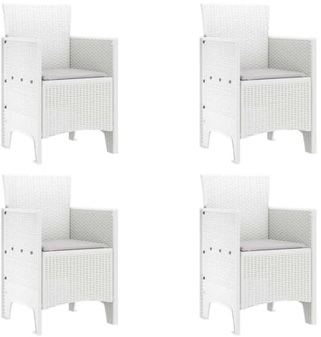 vidaXL Sedia da Giardino 4 PCS Bianco 53 x 49 x 85 cm Polipropilene, Sgabelli Moderni per Giardino e Terrazza, Mobili Resistente per Esterni, Comodi per Il Relax