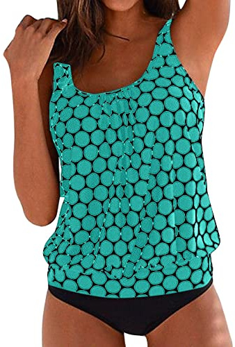 Tankini Set Kvinnor Hög Midja Push Up Tankini Två Delar Strandkläder Sommar Plus Size Baddräkter Kurviga Simning Baddräkt Dam Bukkontroll Pool Strand Toppar Och Shorts