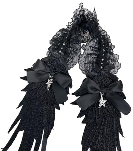 ZYHARUKO Anime hembiträde rosett huvudbonad ängelsk vinge spets pannband för halloween fest cosplay kostym hårtillbehör för nattevenemang cosplay kostym tillbehör