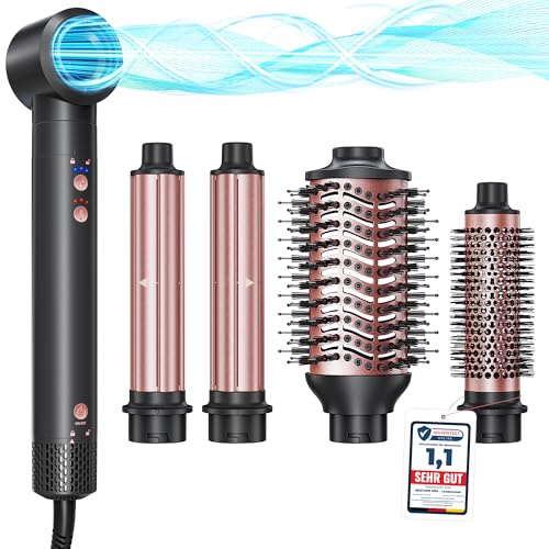 Hairstyler 5 in 1 BESTOPE PRO - 110,000 RPM High-Speed Ionen Reisefön, Multi-Hair Styler Set,Zum Berufe Haarstyler Volumisieren, Automatischer Luft-Lockenstab