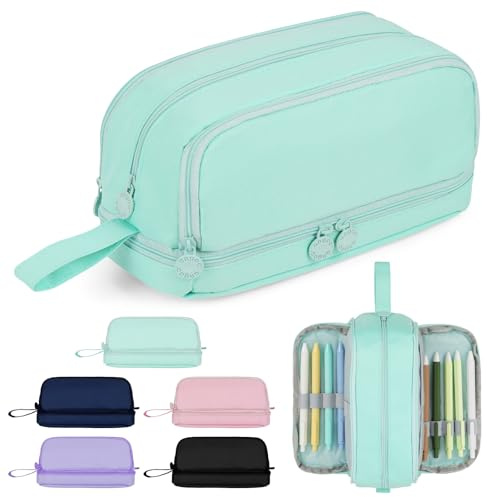 AOOSU Astuccio di Grande Capacità, Astuccio con 4 Scomparti, Astucci Bambini, Cose per la Scuola, Adatto per Scuola, Ufficio, Studenti, Ragazzi, Ragazze (Verde)