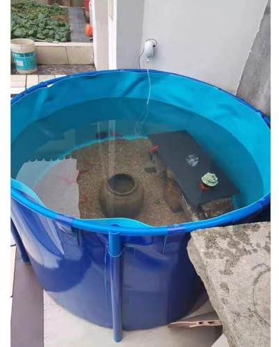 Genérico Piscina portátil elevada - Revestimiento de PVC Flexible con Estructura, Acuario Independiente para koi/Peces Dorados para Uso Exterior (1,2 x 1 m) - Solución de Lona Resistente para estanqu