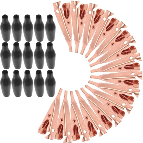 NUOBESTY 15 Pezzi a Coccodrillo in Rame con Ganasce Leviganti, Clip Metalliche Piccole per Test Elettrici e Uso Industriale, a Artiglio Piatti Resistenti per Colore Casuale
