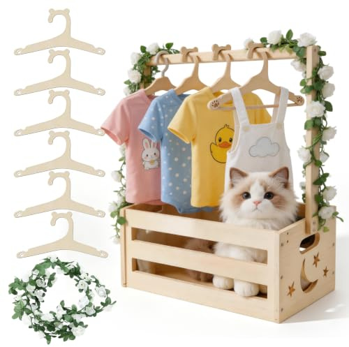 Cintres en bois pour bébés, boîte de fête pour bébé avec poignée, cintres pour enfants et guirlande - boîte de rangement décorative en bambou polyvalente, panier cadeau pour fête de bébé pour les