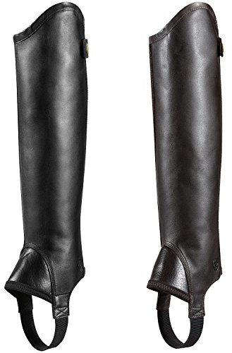 ARIAT Concord Chaps Smooth Black - Easy Stretch - Unisex - Durable unlined half chaps in premium full-grain leather Chap Size - M
