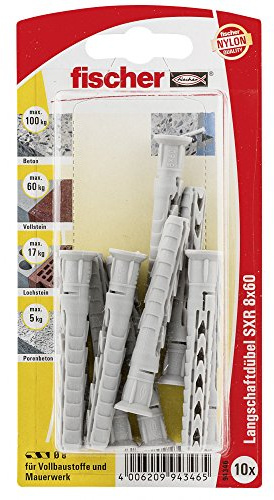 Fischer 94346 Lot de 10 Chevilles pour ossatures/cadres SXR 8 x 60 mm K